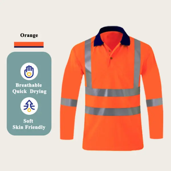 Reflective Polo Shirt Quick Drying Construction Site Worker Clothes Custom LOGO Short Sleeves Fluorescent T-shirt Workwear - Image 12