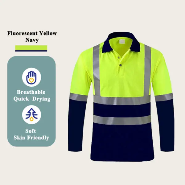 Reflective Polo Shirt Quick Drying Construction Site Worker Clothes Custom LOGO Short Sleeves Fluorescent T-shirt Workwear - Image 13