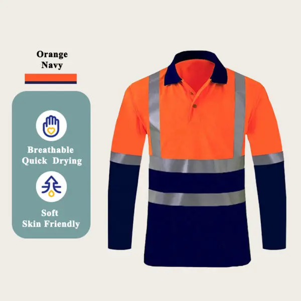 Reflective Polo Shirt Quick Drying Construction Site Worker Clothes Custom LOGO Short Sleeves Fluorescent T-shirt Workwear - Image 14