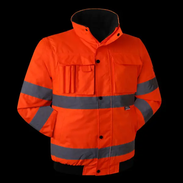 Winter High Visibility Warm Jacket for Men Fluorescent Orange Waterproof Jacket Reflective Bomber Jacket Workwear