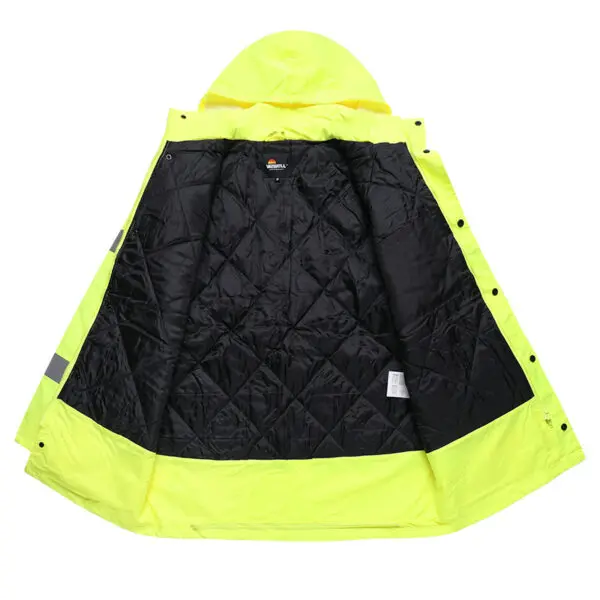 Men Parka Waterproof Thicken Coat Safety Jacket Reflective Hi Vis Workwear Clothes with Zipper Winter Jacket - Image 3