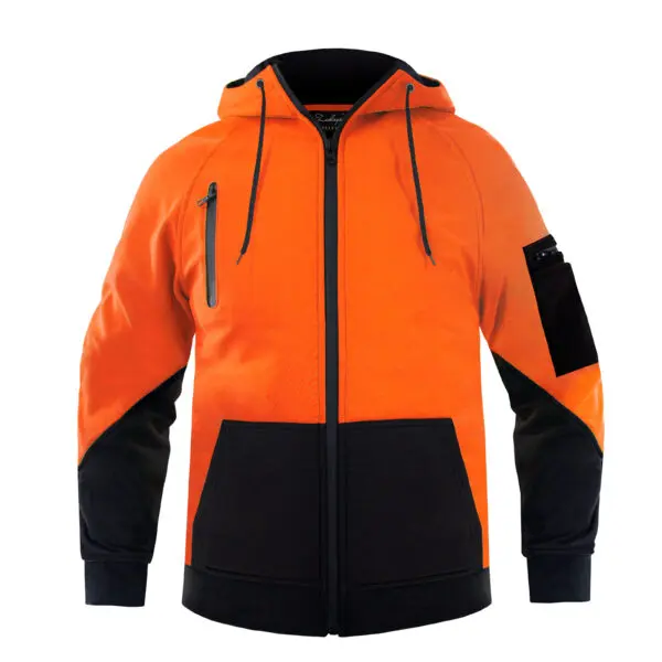Men's Yellow Black High Visibility Safety Softshell Jacket Hi Vis Fleece jacket With Reflective Tripes Workwear Safety Hoodied - Image 7