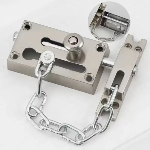 Stainless steel latch door bolt safety lock buckle left and right door latch thickened hotel door anti-theft chain lock - Image 2