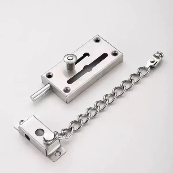 Stainless steel latch door bolt safety lock buckle left and right door latch thickened hotel door anti-theft chain lock - Image 3