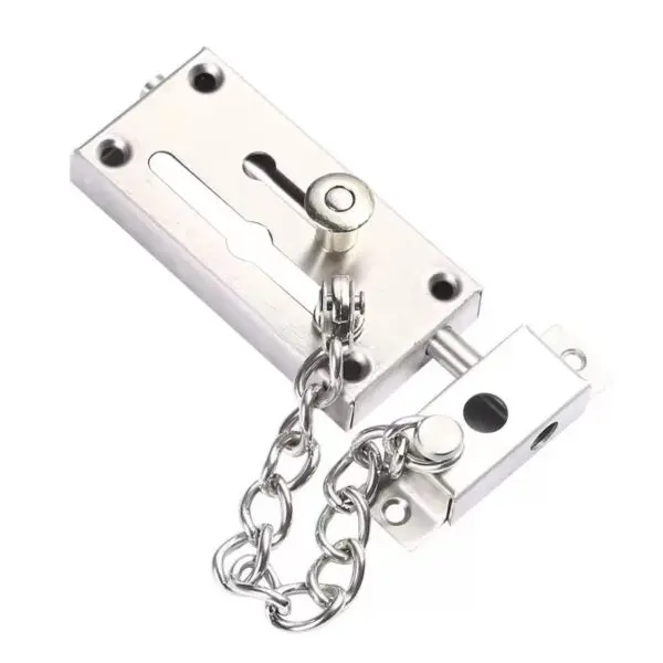 Stainless steel latch door bolt safety lock buckle left and right door latch thickened hotel door anti-theft chain lock - Image 4