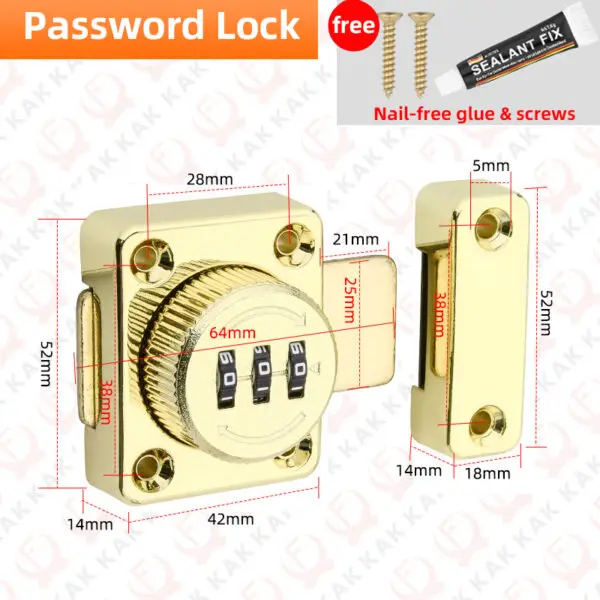 KAK 3 Digit Security Cabinet Password Locks Non-Punch Keyless Door Lock Latch Combination Code Child Safety Lock Anti-theft - Image 21
