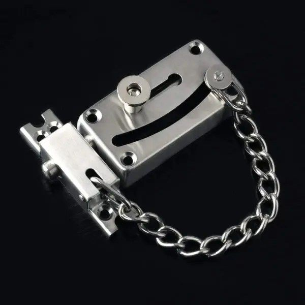 Slide Bolt Latch Gate Latches Safety Door Lock with Anti-Theft Chain and Spring lock,Heavy Duty Stainless Steel - Image 3