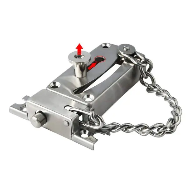 Slide Bolt Latch Gate Latches Safety Door Lock with Anti-Theft Chain and Spring lock,Heavy Duty Stainless Steel - Image 4