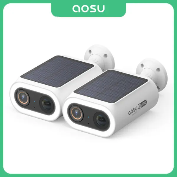 AOSU 4K UHD Solar Camera 2/3/4 pcs Wireless Outdoor 100% Wire-free Security Camera 5000mAh 8MP Wifi Camera AI Detection CCTV Cam