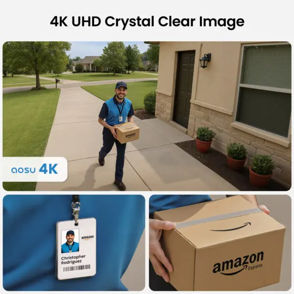 AOSU 4K UHD Solar Camera 2/3/4 pcs Wireless Outdoor 100% Wire-free Security Camera 5000mAh 8MP Wifi Camera AI Detection CCTV Cam - Image 2