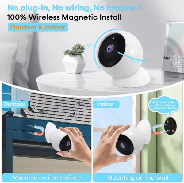 2K 5MP Wifi Home Security Camera Wireless Outdoor Magnetic Battery Powered Camera Surveillance AI Motion Detection Indoor HD Cam - Image 3