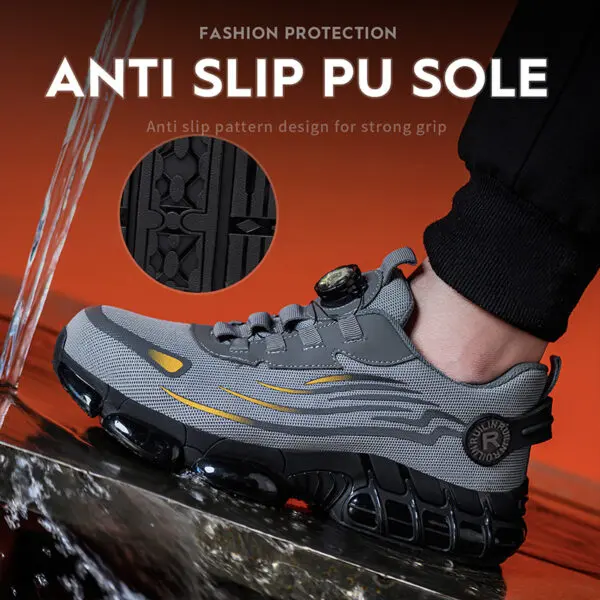 Rotating Button Steel Toe Anti-Puncture Non Slip Work Shoes Man Lightweight Breathable Safety Shoes Men's Work Shoes Boots - Image 3