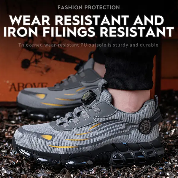 Rotating Button Steel Toe Anti-Puncture Non Slip Work Shoes Man Lightweight Breathable Safety Shoes Men's Work Shoes Boots - Image 4