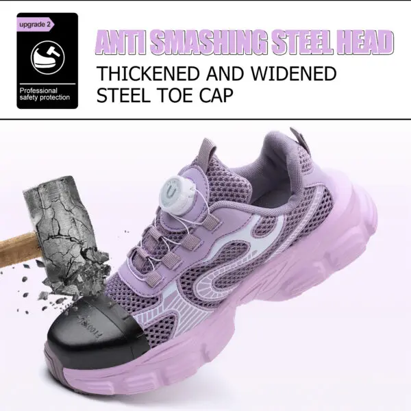 Summer button women's steel head safety shoes Smashing breathable upper Workshop factory women's work shoes - Image 3