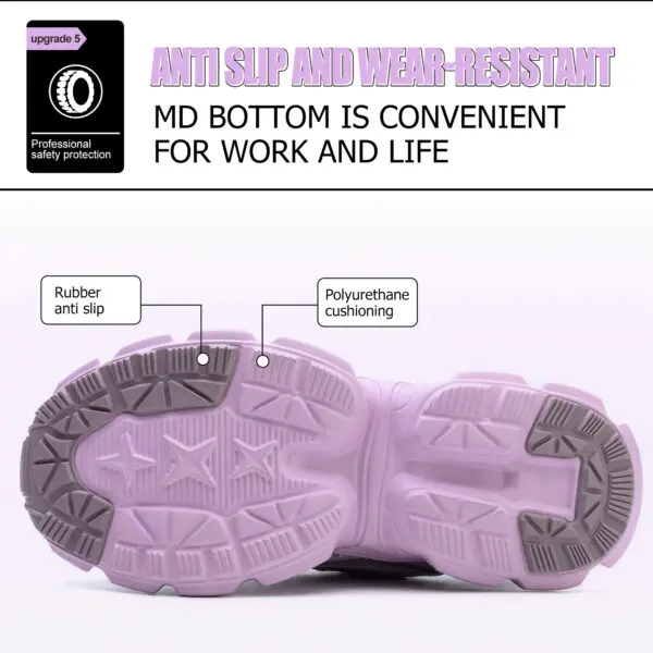 Summer button women's steel head safety shoes Smashing breathable upper Workshop factory women's work shoes - Image 6