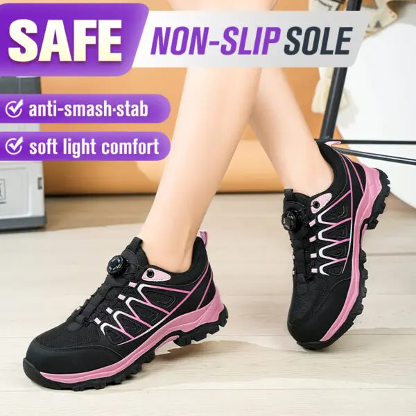Rotating Button New Safety Shoes Women Anti-smash Anti-puncture Work Shoes Fashion Female Sport Shoes Security Protective Shoes