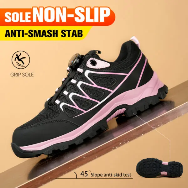 Rotating Button New Safety Shoes Women Anti-smash Anti-puncture Work Shoes Fashion Female Sport Shoes Security Protective Shoes - Image 2