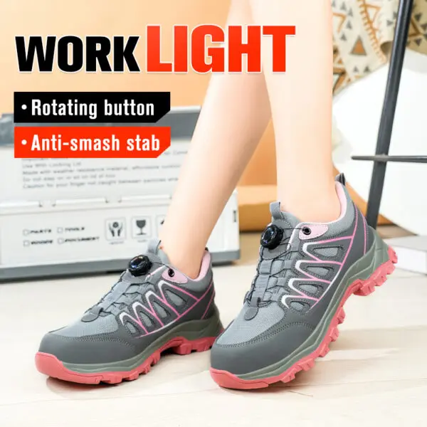Rotating Button New Safety Shoes Women Anti-smash Anti-puncture Work Shoes Fashion Female Sport Shoes Security Protective Shoes - Image 3