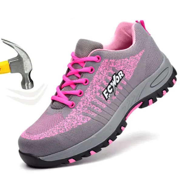 Safety Shoes for Women Steel Toe Sneakers Puncture Lightweight Boots Female Pink Small Size Safety Shoes Women Sneakers - Image 2