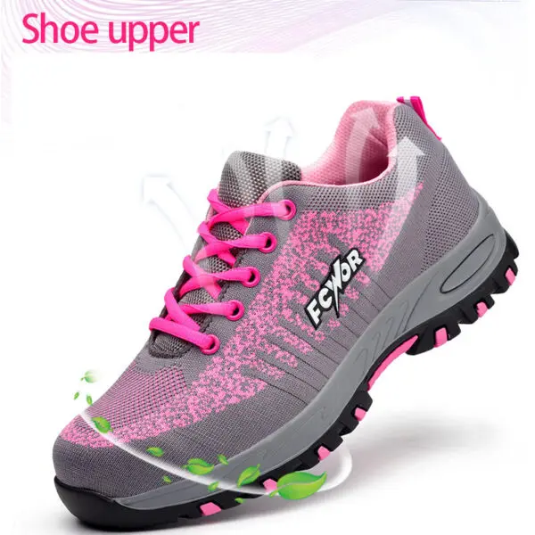 Safety Shoes for Women Steel Toe Sneakers Puncture Lightweight Boots Female Pink Small Size Safety Shoes Women Sneakers - Image 3