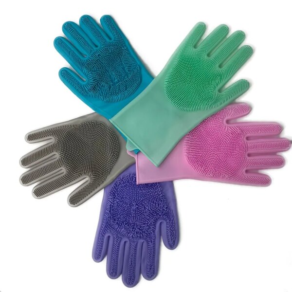 1Pair Silicone Cleaning Gloves Kitchen  Silicone Dish Washing Glove for Household Scrubber Rubber Kitchen Clean Tool - Image 6