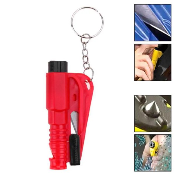 1pcs Self-defense Spike Cone Mini Window Breaker Protection Key Chain Emergency Car Safety Hammer Whistle Cutter Escape Spike