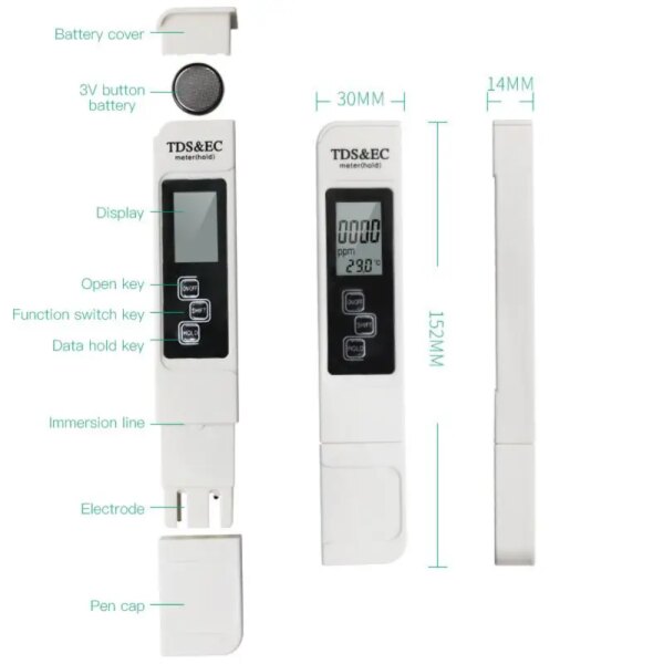 3 IN 1 TDS Water Quality Test Pen EC Meter Conductivity Tester C/F Tap Drinking TDS Water Test tds Pen ec Pen - Image 3