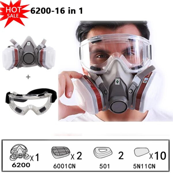 6200 Respirator Half Face Gas Mask Anti Dust Respirator  Face Gas Mask Protection Industrial Gas Masks with Filters Widely Used