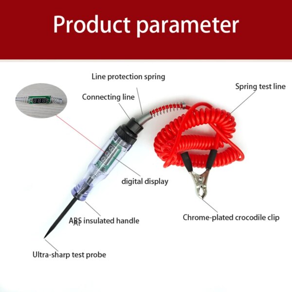 6V 12V 24V Portable Car Automotive Electric Digital Display Circuit Tester Truck Circuit Probe Test Pen Automotive Tester - Image 3