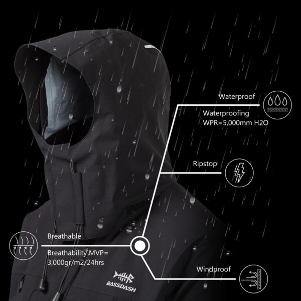 Bassdash Valor Waterproof Fishing Jackets for Men Women Breathable Windproof Outdoor Hiking Biking Travelling Daily Raincoat - Image 3