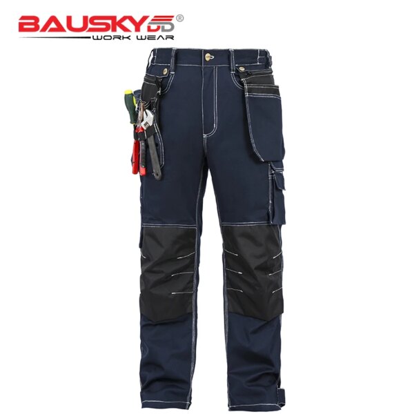 Bauskydd Mens carperner 100% cotton durable multi pockets work trousers with eva  knee pads work pant workwear  free shipping - Image 2