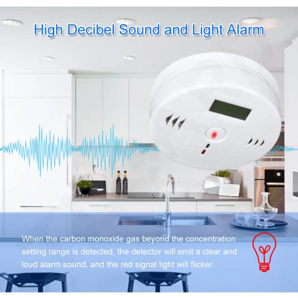 Carbon Monoxide Alarm CO Blue Smoke Detection LCD Display Detector Toxic Gas Leak Detector Honeycomb Coal Alarm - Image 4