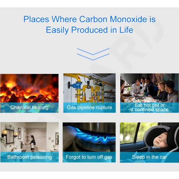 Carbon Monoxide Alarm CO Blue Smoke Detection LCD Display Detector Toxic Gas Leak Detector Honeycomb Coal Alarm - Image 6