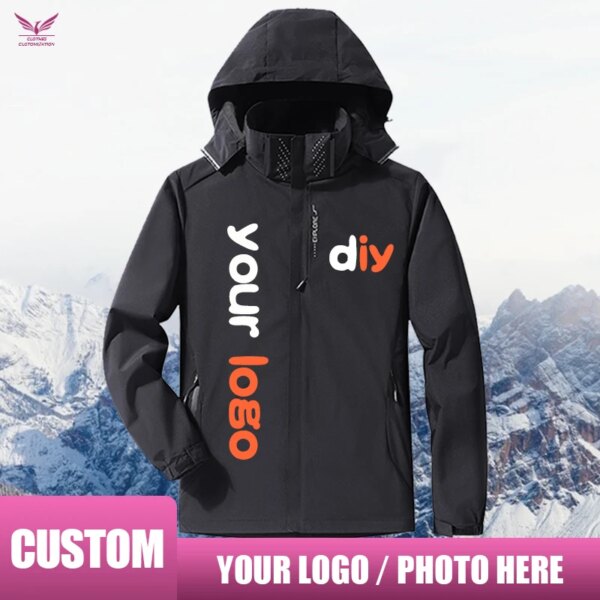 Custom Jacket Windbreaker DIY Photo Logo  personality customization women Sport Hoodie wholesale Men Outdoor Waterproof coat