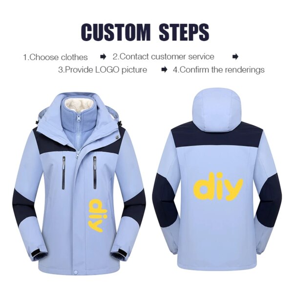 Custom Logo jacket Men winter Windproof Waterproof Jacket  Custom Sweet Couple coat Unisex Outdoor Jackets - Image 3