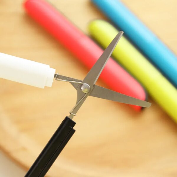 Deli portable scissors paper-cutting folding safety scissors hand cut supplies Paper Cutter pen office tools Cuter Pen Knife - Image 2