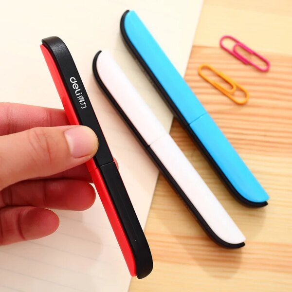 Deli portable scissors paper-cutting folding safety scissors hand cut supplies Paper Cutter pen office tools Cuter Pen Knife - Image 3