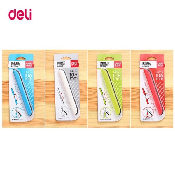 Deli portable scissors paper-cutting folding safety scissors hand cut supplies Paper Cutter pen office tools Cuter Pen Knife - Image 4