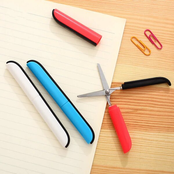 Deli portable scissors paper-cutting folding safety scissors hand cut supplies Paper Cutter pen office tools Cuter Pen Knife