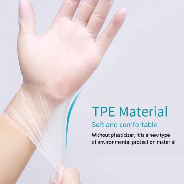 Disposable Gloves Powder-free Transparent Vinyl Gloves Latex Gloves Tpe Gloves For Household Food Handling 100 Pieces - Image 6