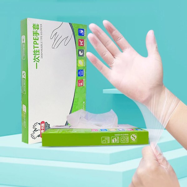 Disposable Gloves Powder-free Transparent Vinyl Gloves Latex Gloves Tpe Gloves For Household Food Handling 100 Pieces