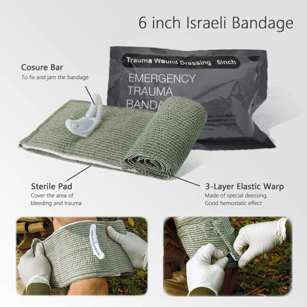 Emergency Survival First Aid Kit with Tourniquet 6" Israeli Bandage Splint Military Combat Tactical Molle IFAK EMT for Trauma - Image 3