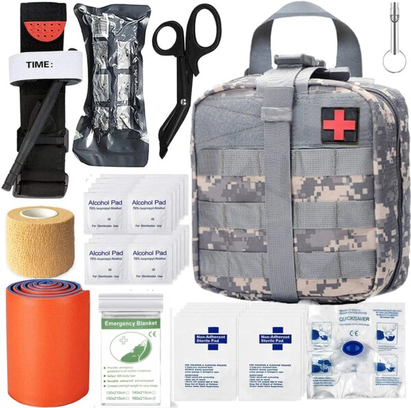 Emergency Survival First Aid Kit with Tourniquet 6" Israeli Bandage Splint Military Combat Tactical Molle IFAK EMT for Trauma - Image 7