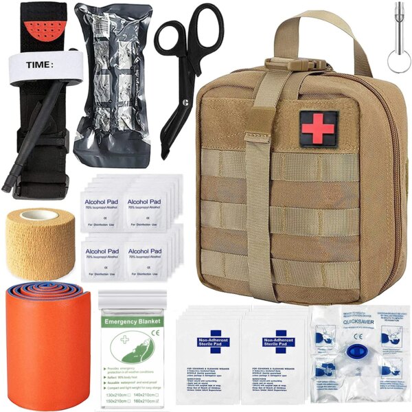 Emergency Survival First Aid Kit with Tourniquet 6" Israeli Bandage Splint Military Combat Tactical Molle IFAK EMT for Trauma - Image 9