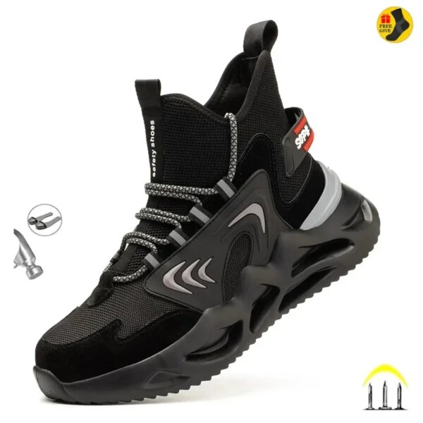 European Plus Size 50 Newest Design Men Wrok Safety Boots Anti-smash Steel Toe Cap Indestructible Construction Industry Shoes - Image 7