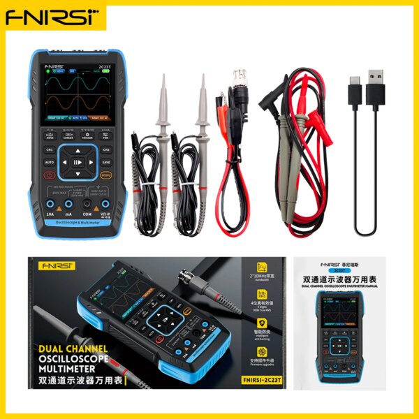 FNIRSI 2C23T Digital Multimeter Handheld Oscilloscope 10MHZ*2+ Function Signal Generator 9999 Count Smart Professional Tester - Image 8