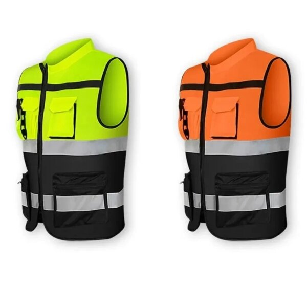 High Visibility Reflective Clothing Construction Workers Traffic Safety Night Inspection Multi-Pocket Safety Work Clothes - Image 2