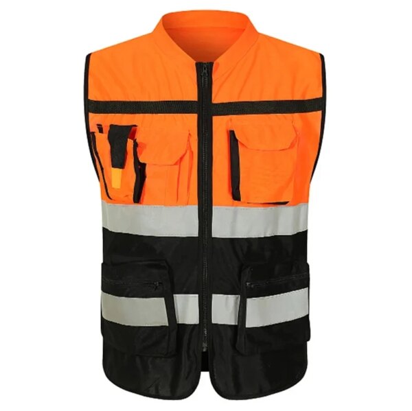 High Visibility Reflective Clothing Construction Workers Traffic Safety Night Inspection Multi-Pocket Safety Work Clothes - Image 8