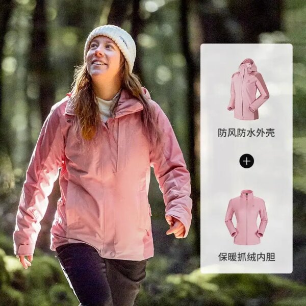 Kailas Outdoor Warm Mountaineering Clothes Men's Women's Windproof Waterproof Fleece Three In One Hiking Heated Jacket - Image 13