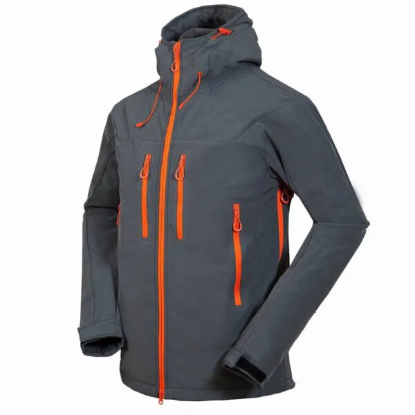 Men's Soft shell jacket Outdoor windproof waterproof Hiking jacket thermal fleece Lined Softshell coat Mountaineering clothes - Image 3